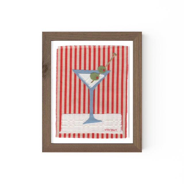 Camille the Martini by Willa Heart in Walnut Frame, Mini Art Print For Sale