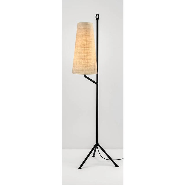 A Retro 1960s Style Floor Lamp With Tripod Base, A Ring Detail At The Top And A Tall Cone Fabric Shade. The Two Available...