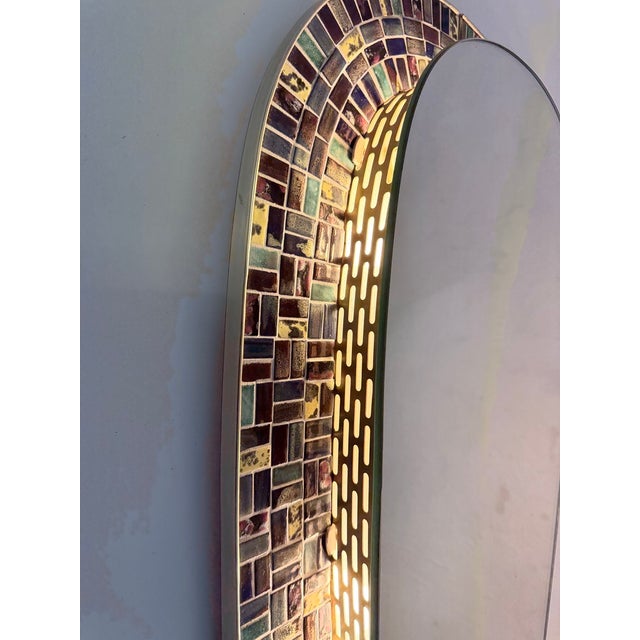 Large Illuminated Mosaic Mirror, 1950s For Sale - Image 8 of 18