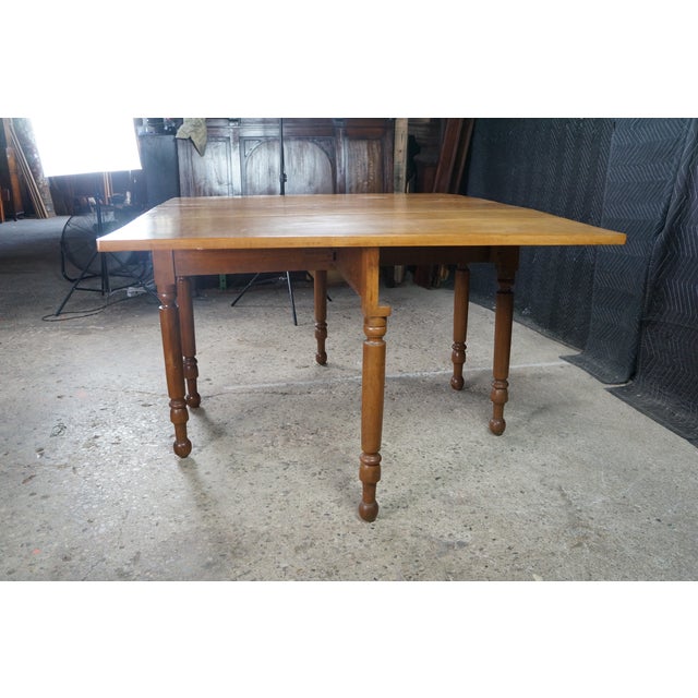 Antique Early American 19th C Cherry Gate-Leg Drop Leaf Dining Console Table 60" For Sale - Image 15 of 18