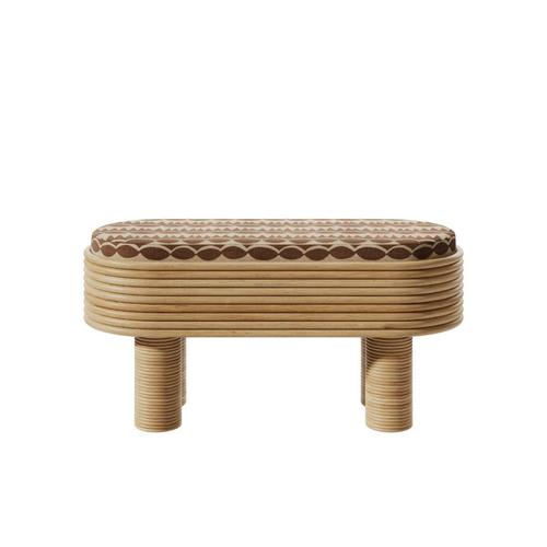 Contemporary Grace Bench in Rattan and HR Foam by Popus Editions For Sale - Image 3 of 6