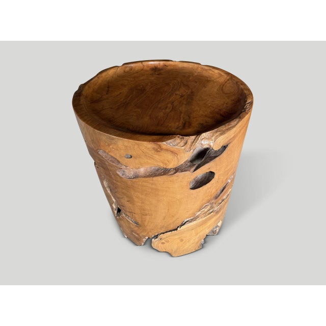 Contemporary Andrianna Shamaris Large Sculptural Teak Wood Tray Style Side Table For Sale - Image 3 of 5