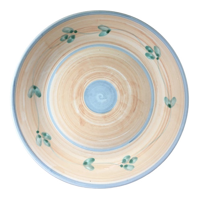 Vintage Caleca Peach Floral Italian Ceramic Serving Platter For Sale