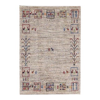 Pasargad DC Beige Color Fine Hand Knotted Persian Gabbeh Rug For Sale