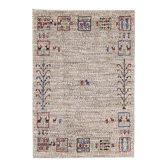 Pasargad DC Beige Color Fine Hand Knotted Persian Gabbeh Rug For Sale