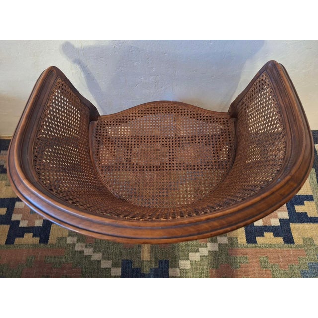 Early 20th Century Louis XV Half-Moon Rattan and Hardwood Armchair For Sale - Image 14 of 16