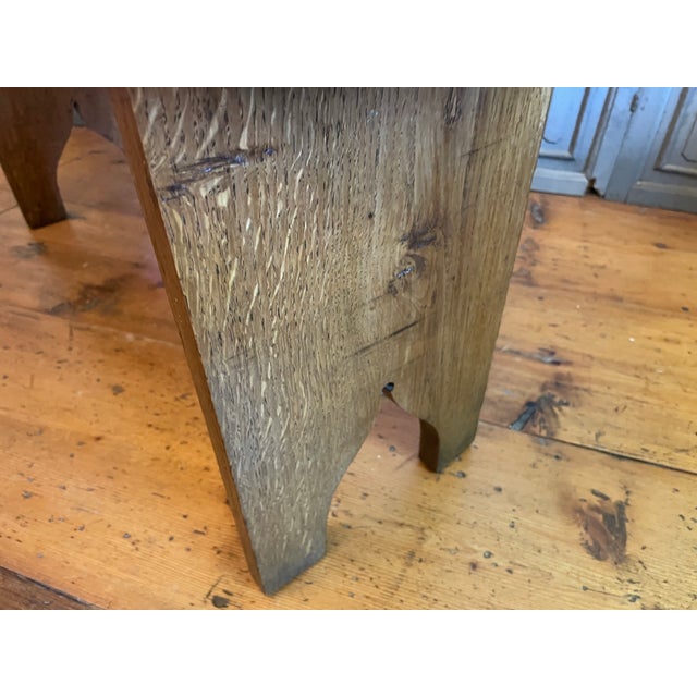 Wood Antique French Church Bench in Oak, 1890s For Sale - Image 7 of 15