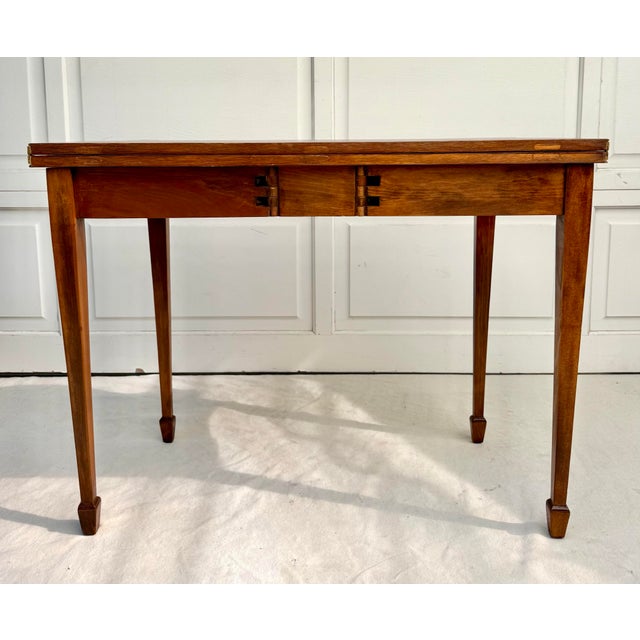 Vintage George III Style Mahogany Serpentine Fold-Over Console Game Table For Sale - Image 15 of 17