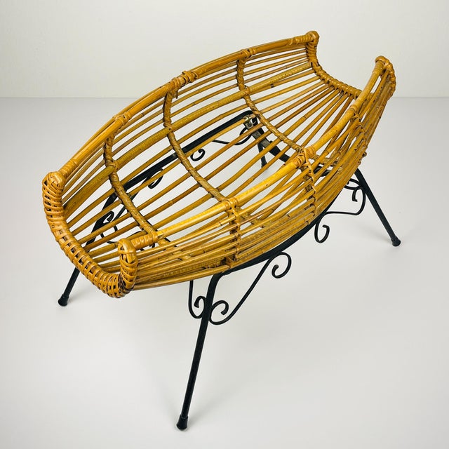 Vintage Rattan Stand or Magazine Rack, Italy, 1960s For Sale - Image 14 of 14