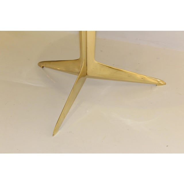 Metal Modernist Italian Brass and Marble Side Table For Sale - Image 7 of 10