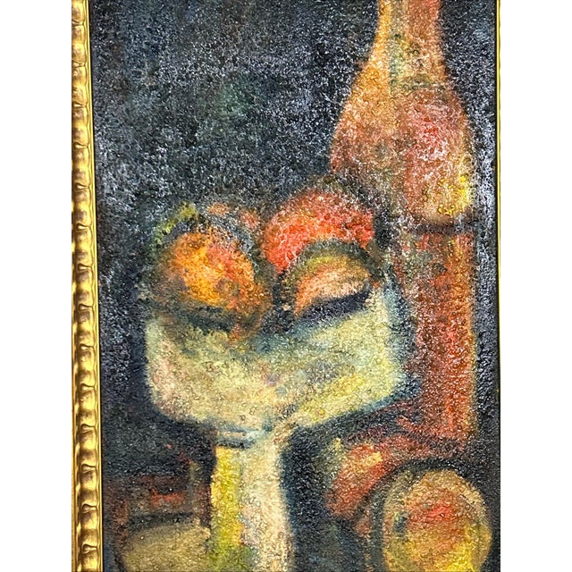 Mid-Century Modern Richard "Dick" Hay 1942-2020 Indiana Heavy Impasto Oil Canvas MCM Still Life 1963 For Sale - Image 3 of 8