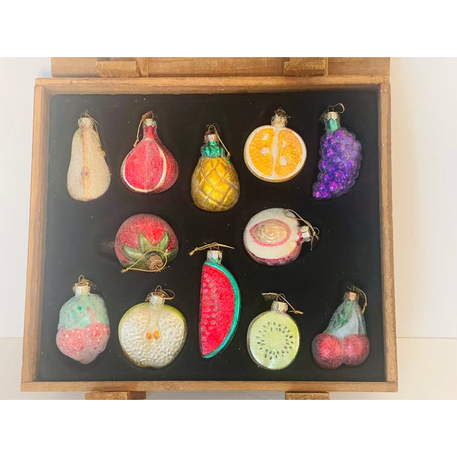 Shabby Chic Gorgeous Vintage Thomas Pacconi Fruit Set Christmas Ornaments Delicious For Sale - Image 3 of 7