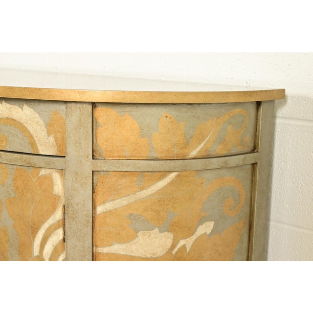 Gold Italian Neoclassical Paint Decorated Demilune Cabinet For Sale - Image 8 of 15