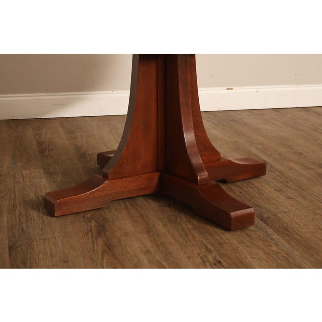 Stickley Mission Collection Round Oak Expandable Dining Table For Sale - Image 11 of 18