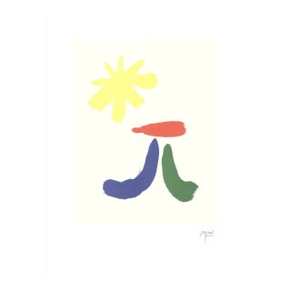 2004 Joan Miro 'Illustrated Poems-"Parler Seul" XIV' Surrealism Multicolor,White,Yellow,Green France Lithograph For Sale