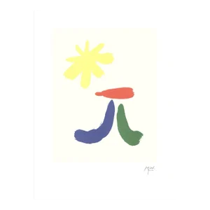 2004 Joan Miro 'Illustrated Poems-"Parler Seul" XIV' Surrealism Multicolor,White,Yellow,Green France Lithograph