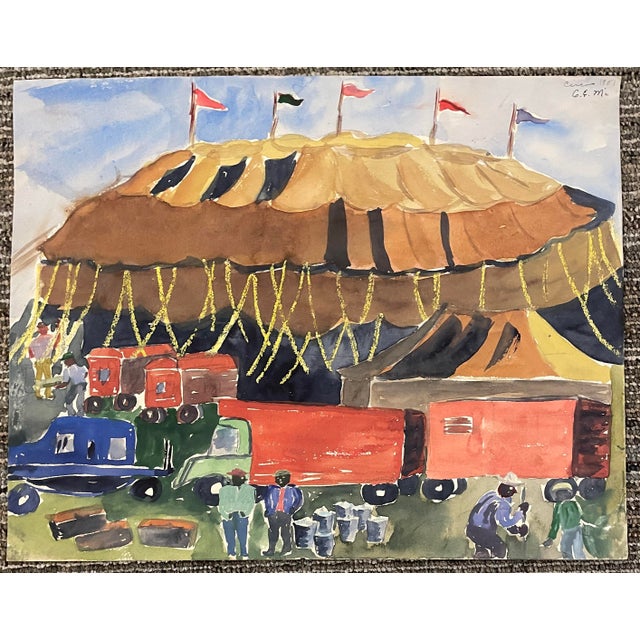 Traditional 1951 Traveling Circus Painting by Matthews For Sale - Image 3 of 3
