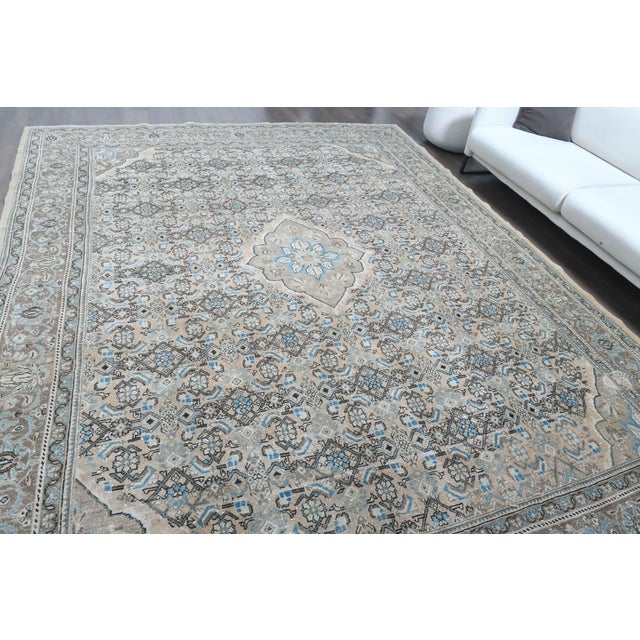 1970s Vintage Persian Handmade Wool Cotton Light Brown Area Rug For Sale - Image 4 of 11