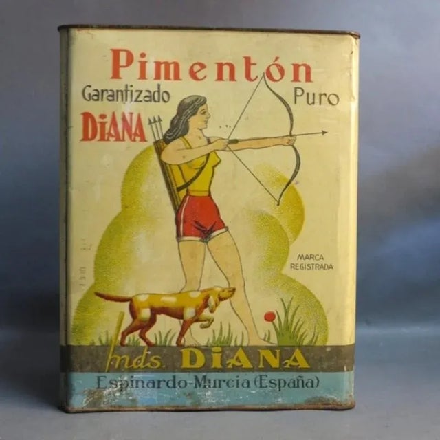 Large Spanish Tin Advertisment for Diana Pimenton For Sale - Image 6 of 6