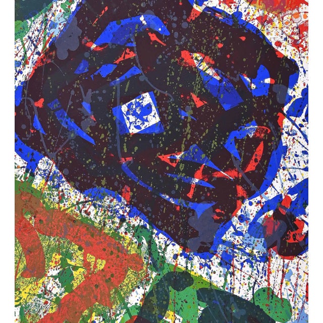 L'Etoile is an original artwork realized after Sam Francis in 1995. Mixed colored lithograph, realized in nine colors a...