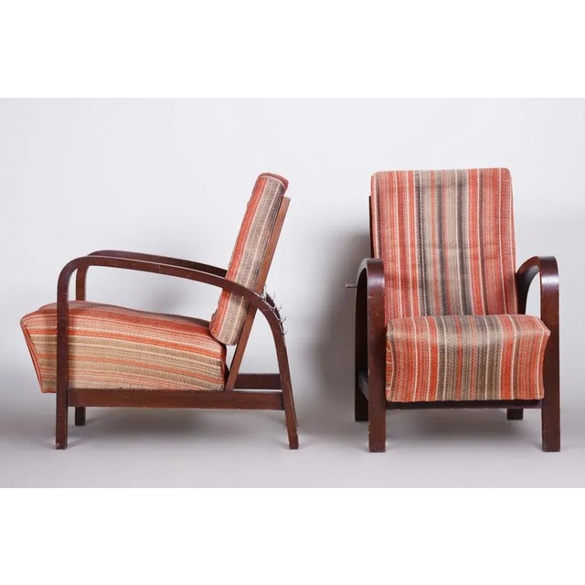 Set of Art Deco Armchairs in Oak, Czech, 1930s For Sale - Image 10 of 12