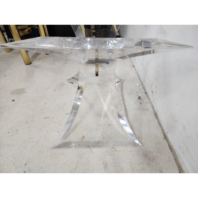 MCM Lucite Dining Center Side Table Base Hollywood Regency by Lion in Frost For Sale - Image 11 of 12