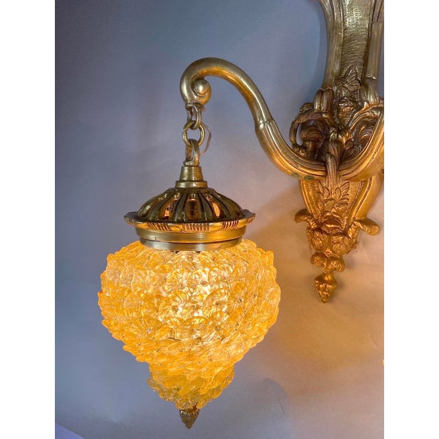 1980s French Louis XVI Gold Bronze Crystal Wall Lamps/ Sconces -Pair For Sale - Image 12 of 14