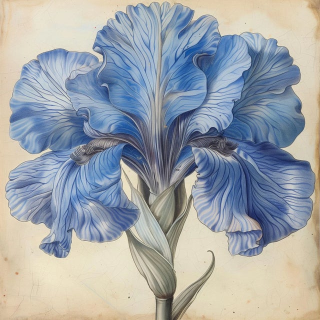 American Blue Iris No. 1 – Antique Botanical Fine Art Print For Sale - Image 3 of 3