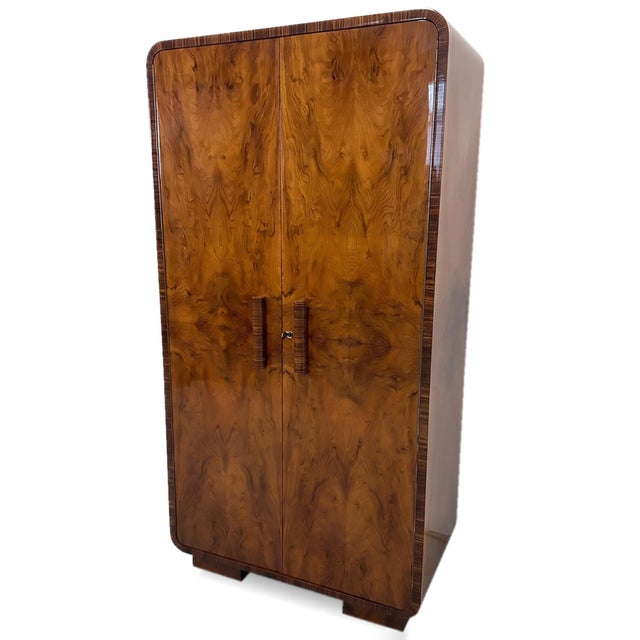 Art Deco Walnut Two-Door Wardrobe, 1930s For Sale - Image 3 of 10