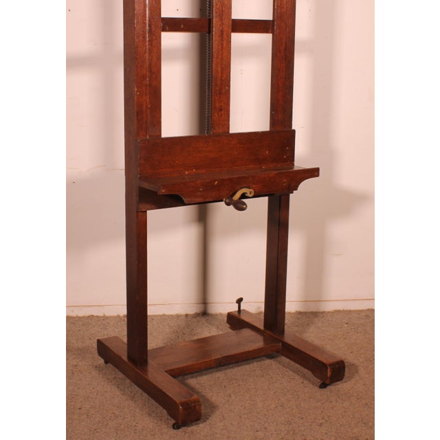 Oak and Walnut Painter's Easel with Worm Screw, 19th Century For Sale - Image 5 of 5