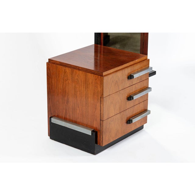 Wood Antique Art Deco Wood Vanity Mirror & Stool by Donald Deskey for Widdicomb 1930s For Sale - Image 7 of 18