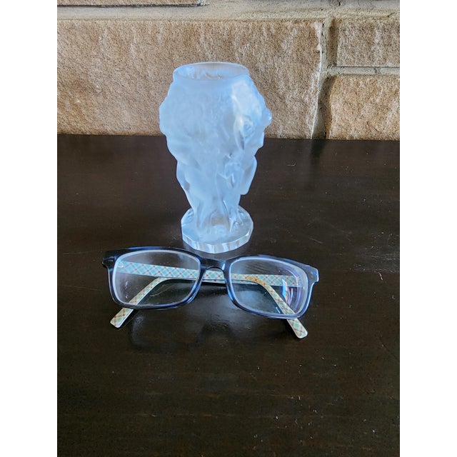 Glass 1930s Art Deco Bacchantes Frosted Vase Signed For Sale - Image 7 of 7