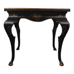 Vintage Hand Painted Gold Chinoiseries Square Side Table