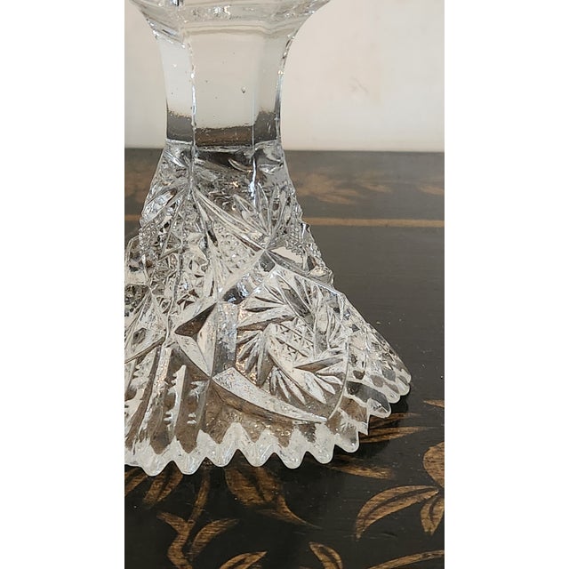 Antique Imperial Glass Nucut Footed Compote in Clear Pressed Glass With Sawtooth Rim For Sale - Image 4 of 18