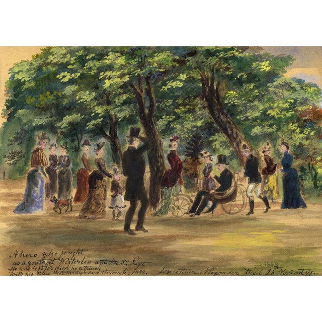 Alexander Hunter, Figures in Princes St Gardens, Edinburgh, 1888, Watercolour For Sale - Image 4 of 4