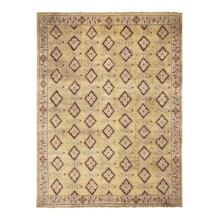 Rug & Kilim Savonnerie Style Runner, Yellow, Cream Floral Pattern, 3x12 For Sale