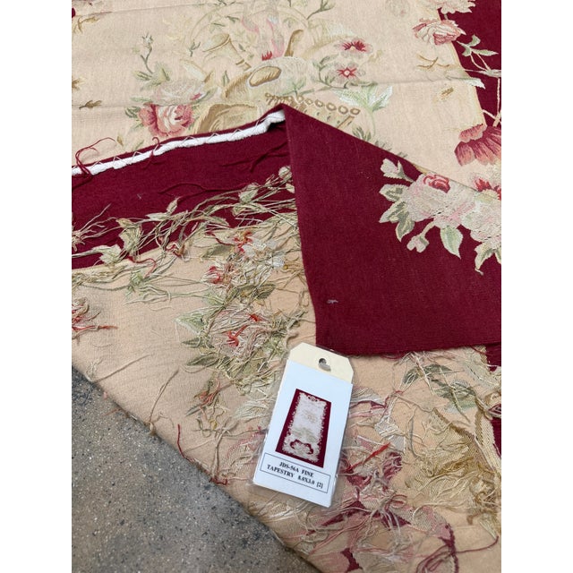 Textile Vintage French Fine Aubusson Style Floral Garland Runner - Circa 2000s For Sale - Image 7 of 8