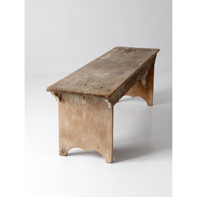 Antique Primitive Wood Farmhouse Bench For Sale - Image 15 of 16
