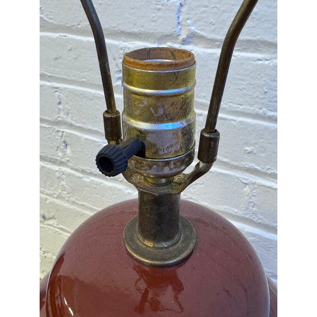 Vintage Bordeaux Red Ceramic Table Lamp For Sale - Image 4 of 12