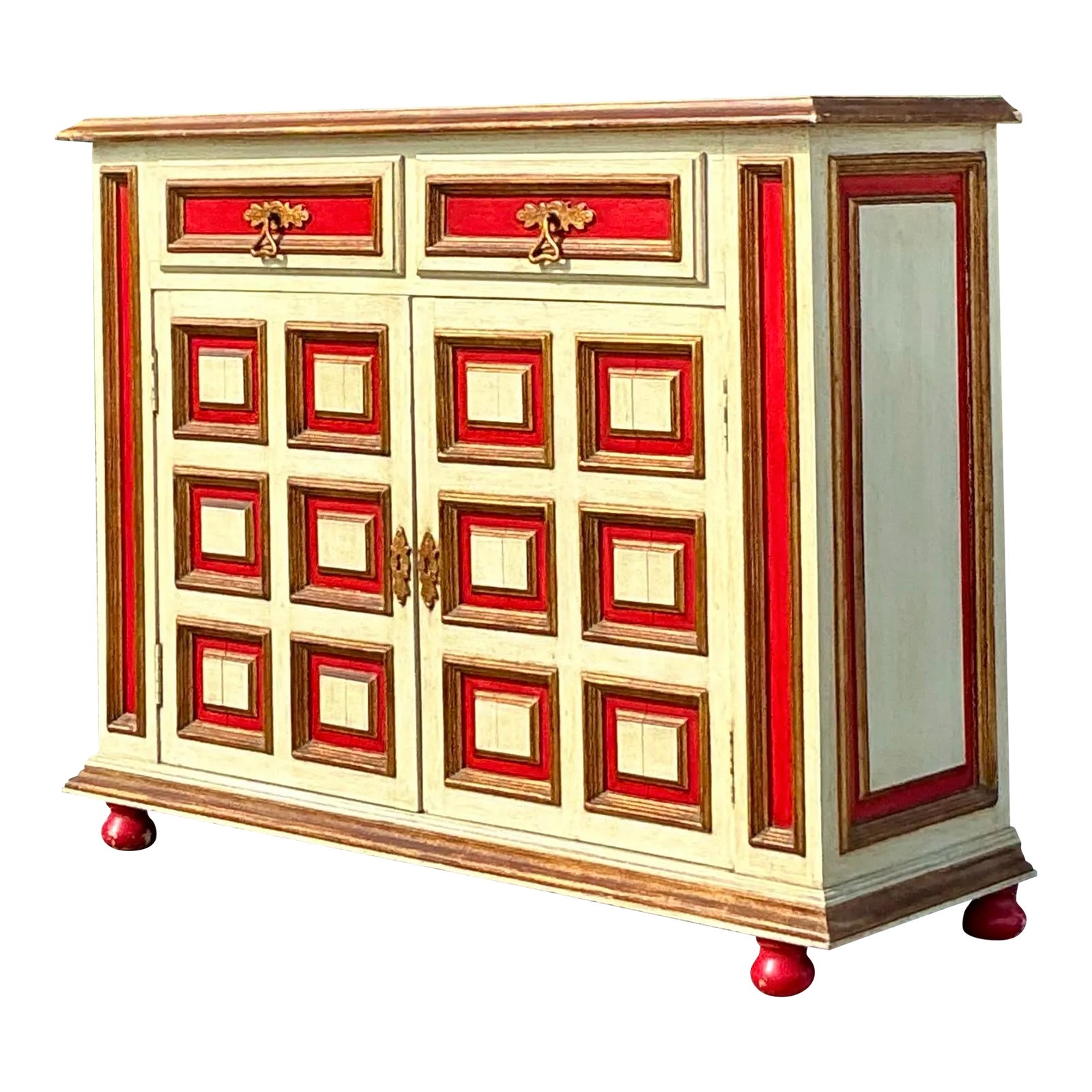 Vintage Boho Italian Millwork Cabinet | Chairish