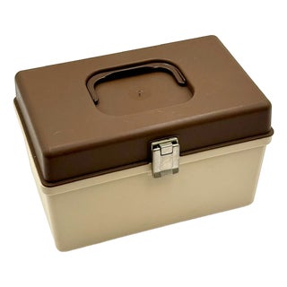 Curver Sewing Box Organizer in Beige and Brown Plastic, Netherlands, 1970s For Sale