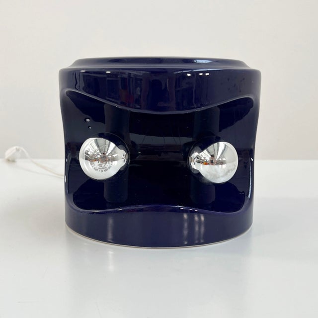Night Blue Stacking Ceramic Table Lamp from Perdomello, Italy, 1970s, in Good conditions. Designed 1970 to 1979 This piece...