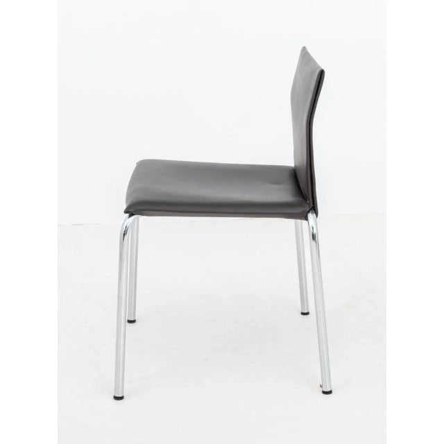Cassina Postmodern ChocoBrown Leather Side Chair For Sale - Image 4 of 5