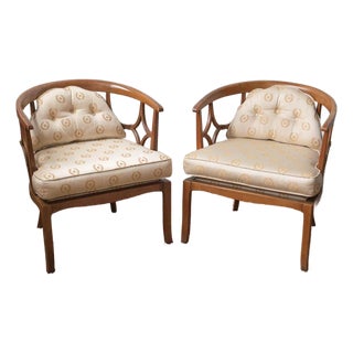 Mid-Century Modern Attributed to Billy Haines Fruitwood Lounge Chairs - A Pair For Sale