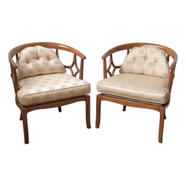 Mid-Century Modern Attributed to Billy Haines Fruitwood Lounge Chairs - A Pair For Sale