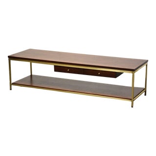 Paul McCobb Mahogany and Brass Coffee Table For Sale