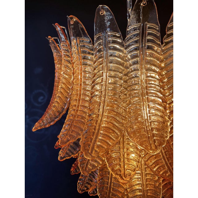 Large Italian Amber Murano Glass Felci Chandelier, 1990 For Sale - Image 18 of 18