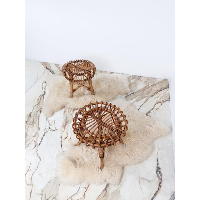 Mid-Century Modern Italian Bamboo and Rattan Stool by Tito Agnoli, 1960s For Sale - Image 18 of 18