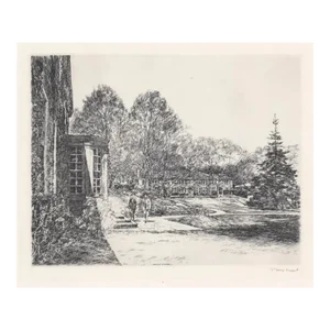 1959 Philip Kappel Frederick Gunn School Washington Connecticut Etching