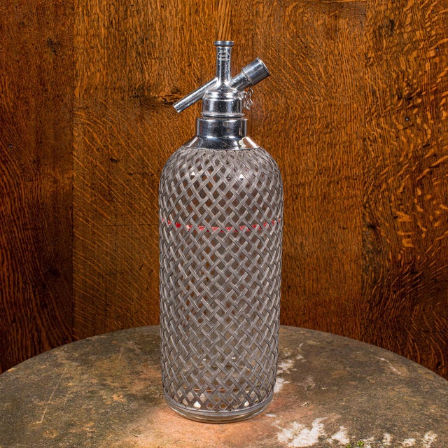 Vintage Soda Syphon, English, Glass, Cocktail Bar Drinks Bottle, Mid Century For Sale - Image 4 of 12